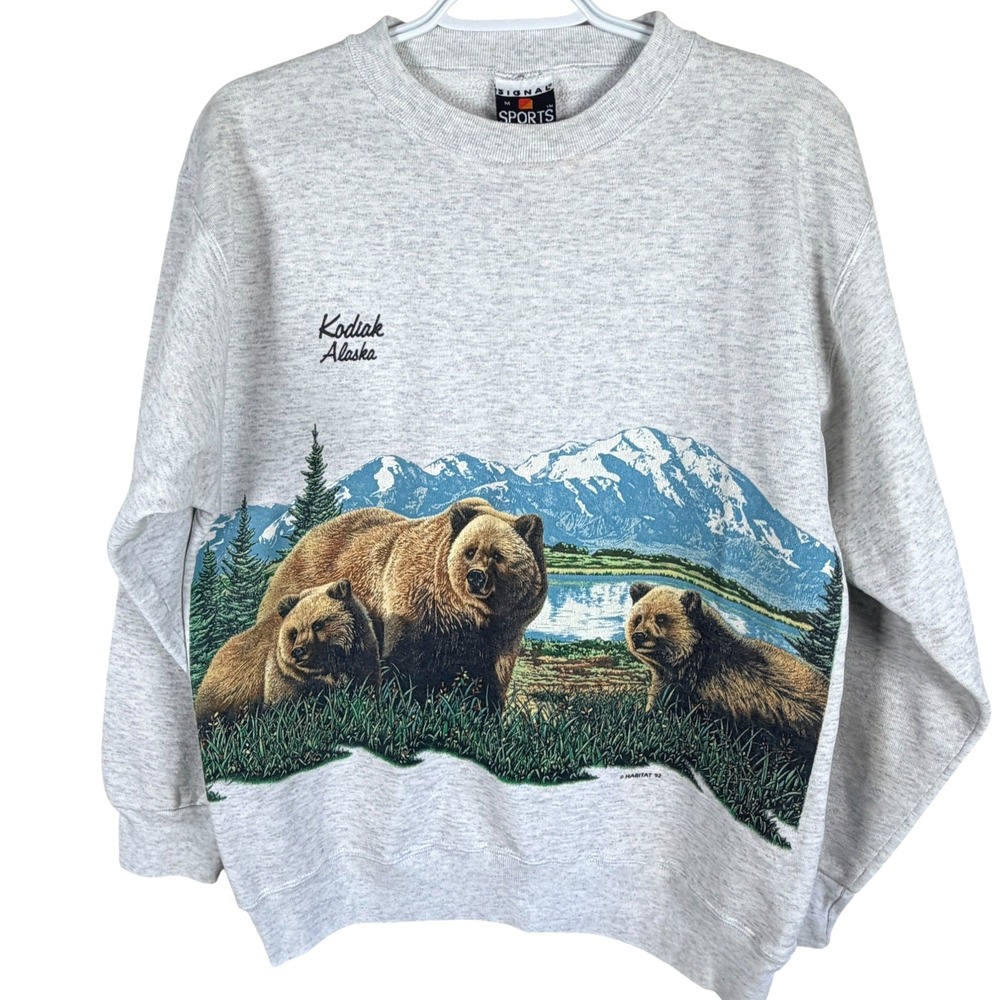 Vintage 1992 Signal Sports Kodiak Alaska Bear Wildlife Sweatshirt Mens M USA